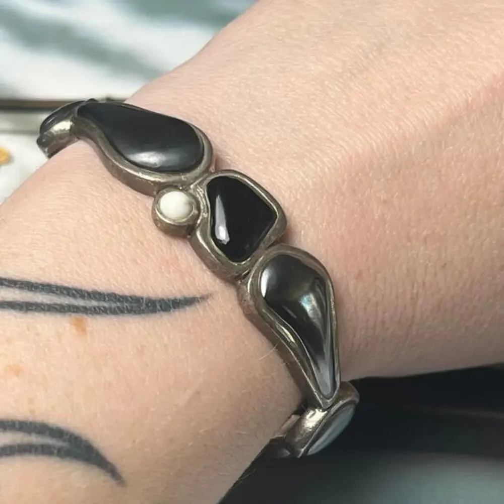 Vintage Barce multi-stone 925 Sterling Silver Cuff Bracelet